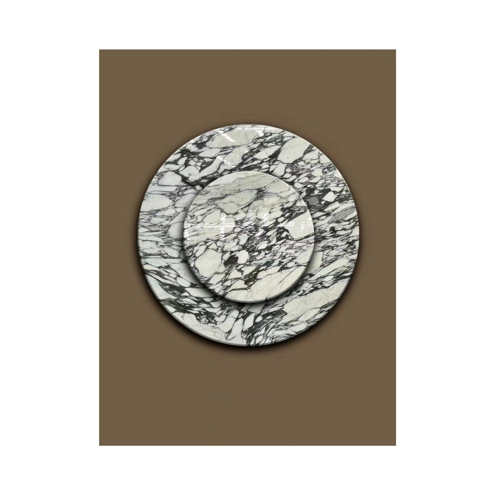 Arabescato Marble Rotatable Dining Table