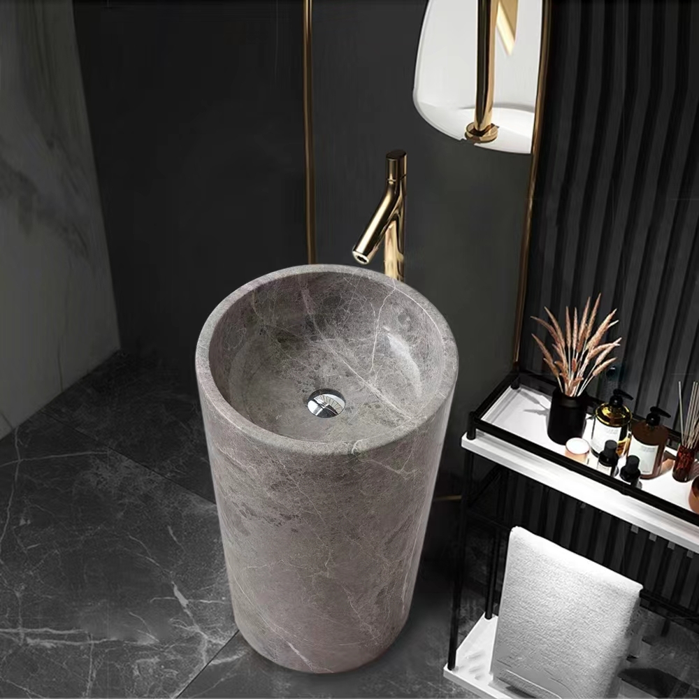Natural Marble Freestanding Wash Basin Sinks 4