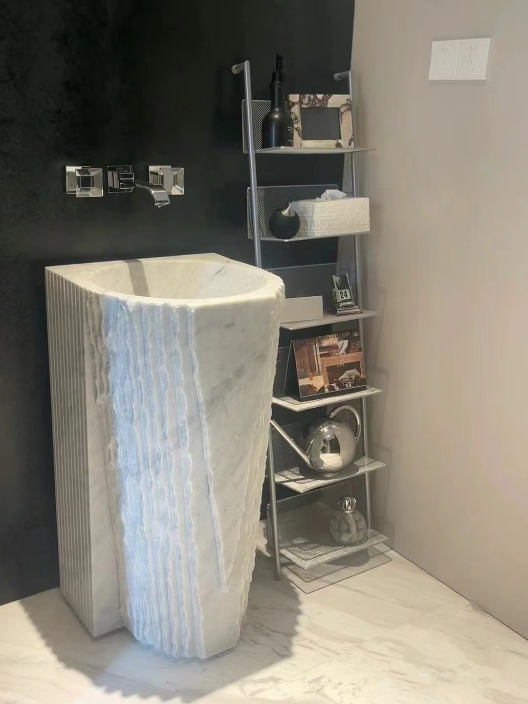 Natural Marble Freestanding Wash Basin Sinks 4