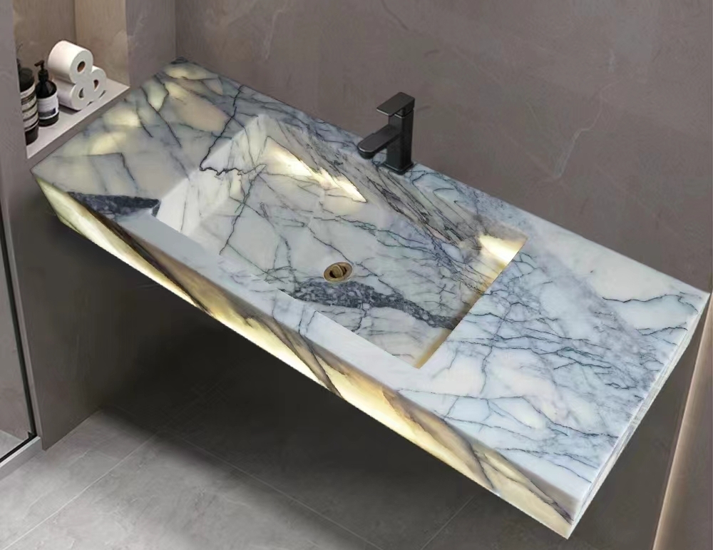 Natural Marble Wash Basin Wall Hung Pedestal Sinks 13