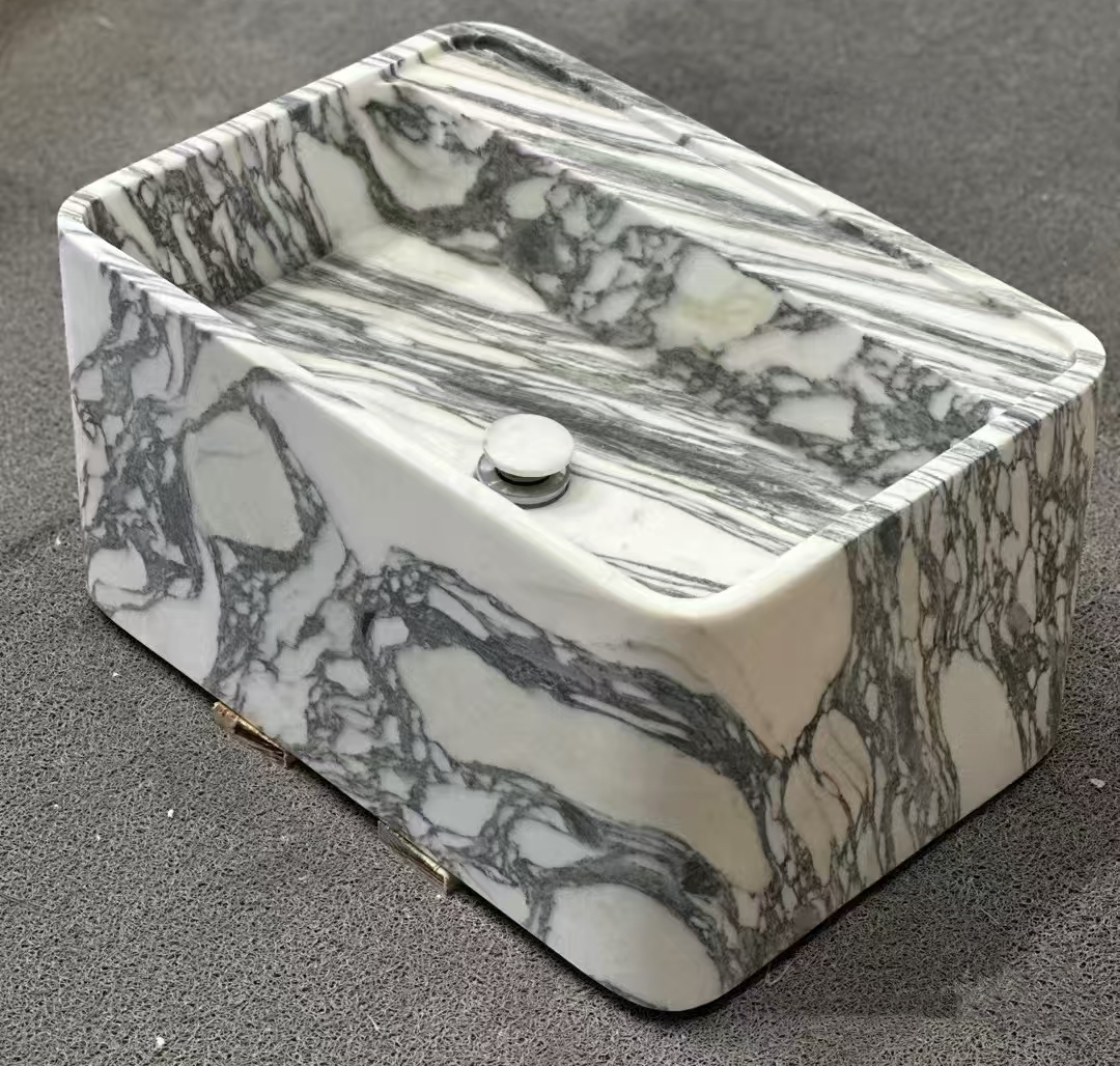 Bianco Arabescato Marble Wash Basin Sinks 1