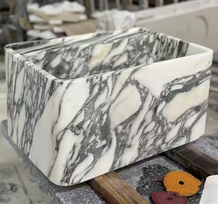 Bianco Arabescato Marble Wash Basin Sinks 1