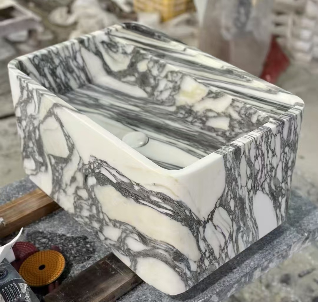 Bianco Arabescato Marble Wash Basin Sinks 1