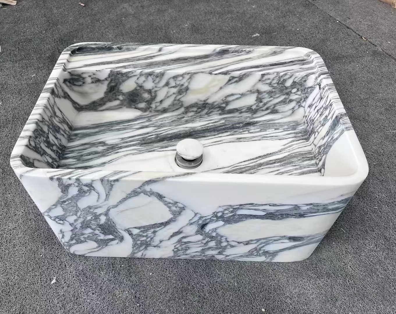 Bianco Arabescato Marble Wash Basin Sinks 1