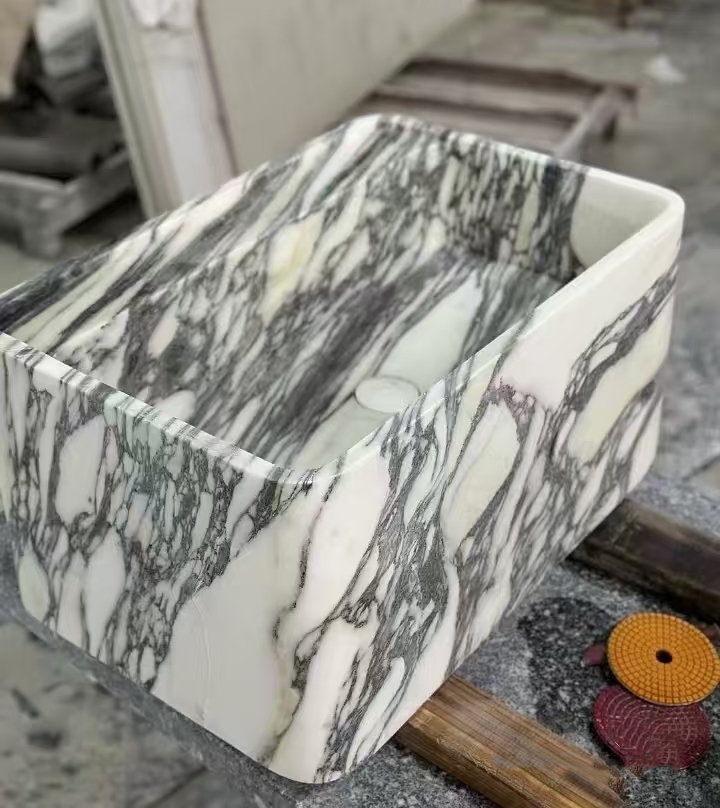 Bianco Arabescato Marble Wash Basin Sinks 1