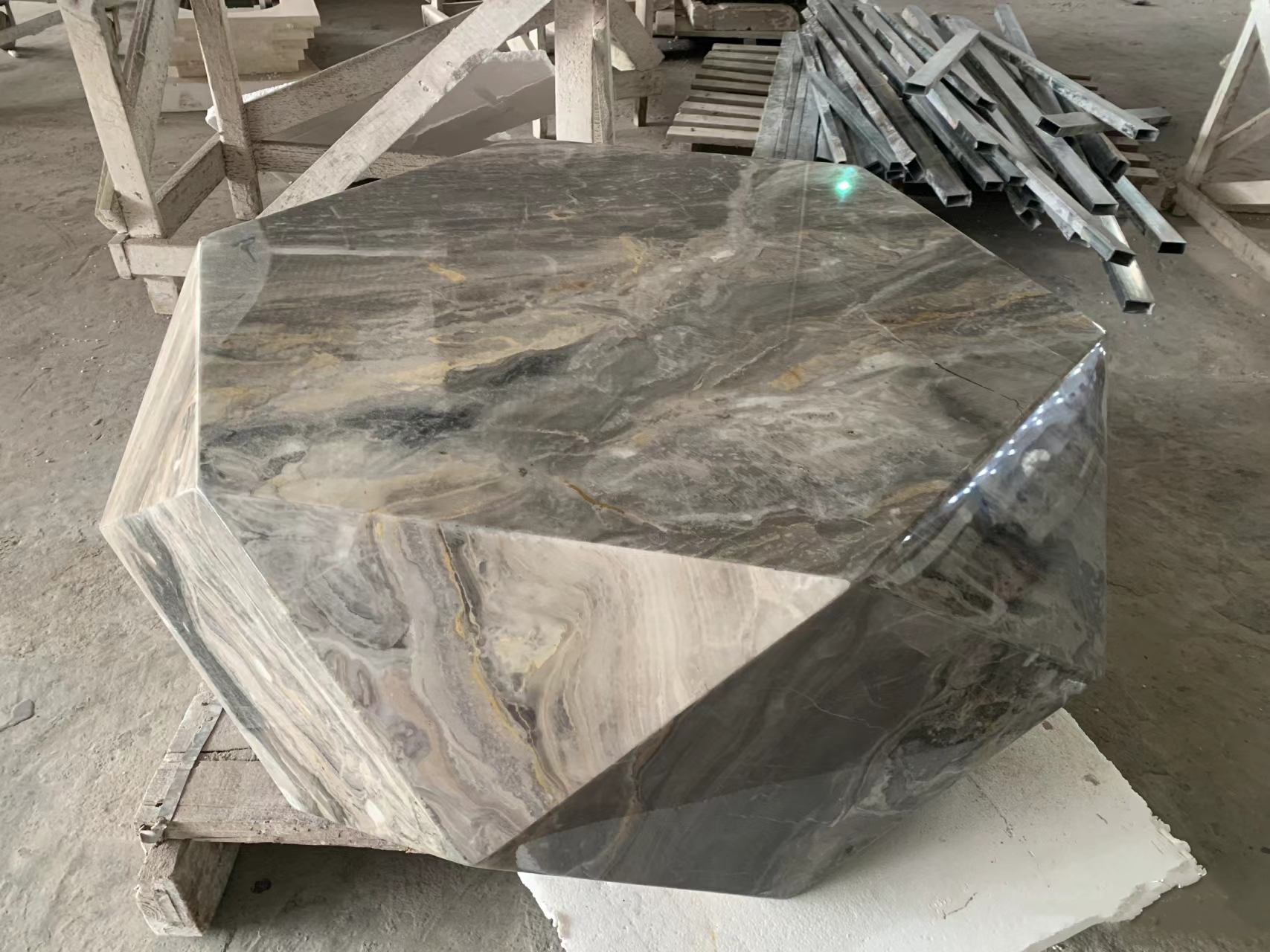 Diamond Design Hexagonal Shape Narble Table 9