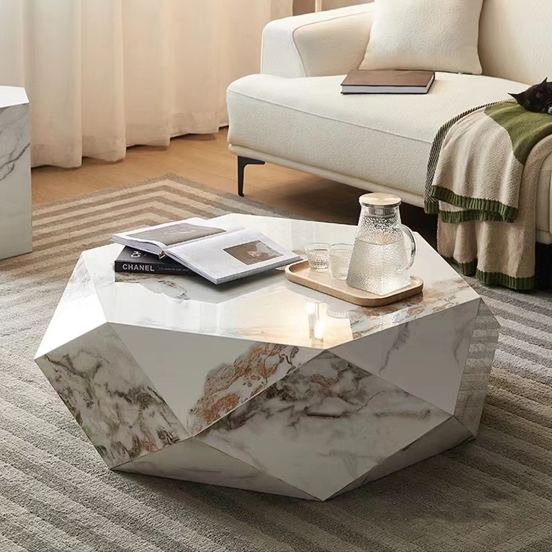 Diamond Design Hexagonal Shape Narble Table 9