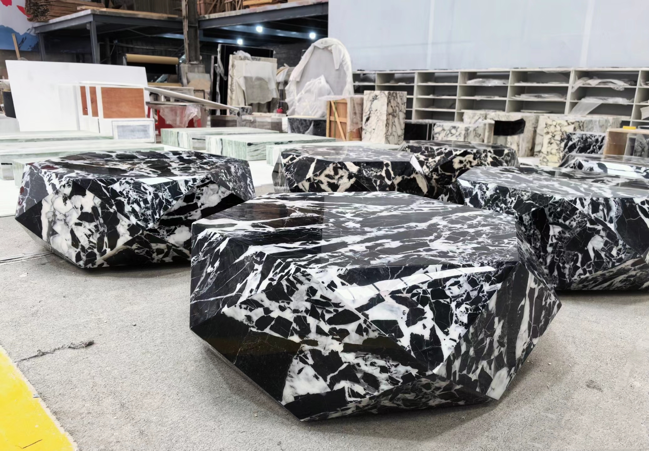 Diamond Design Hexagonal Shape Narble Table 9