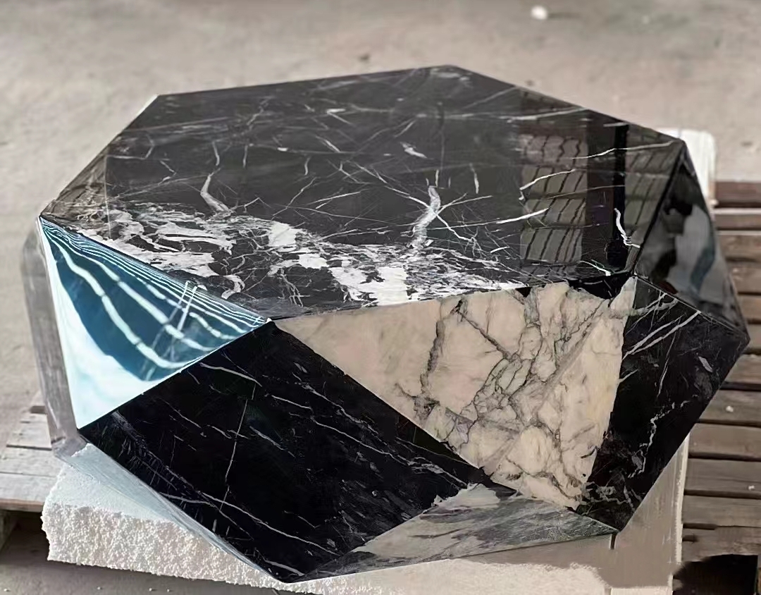 Diamond Design Hexagonal Shape Narble Table 9