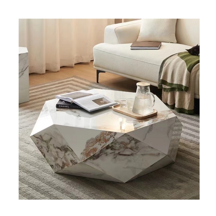 Diamond Design Hexagonal Shape Narble Table 4