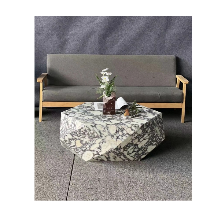 Diamond Design Hexagonal Shape Narble Table 9