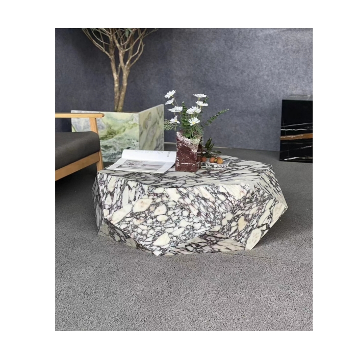 Diamond Design Hexagonal Shape Narble Table 9