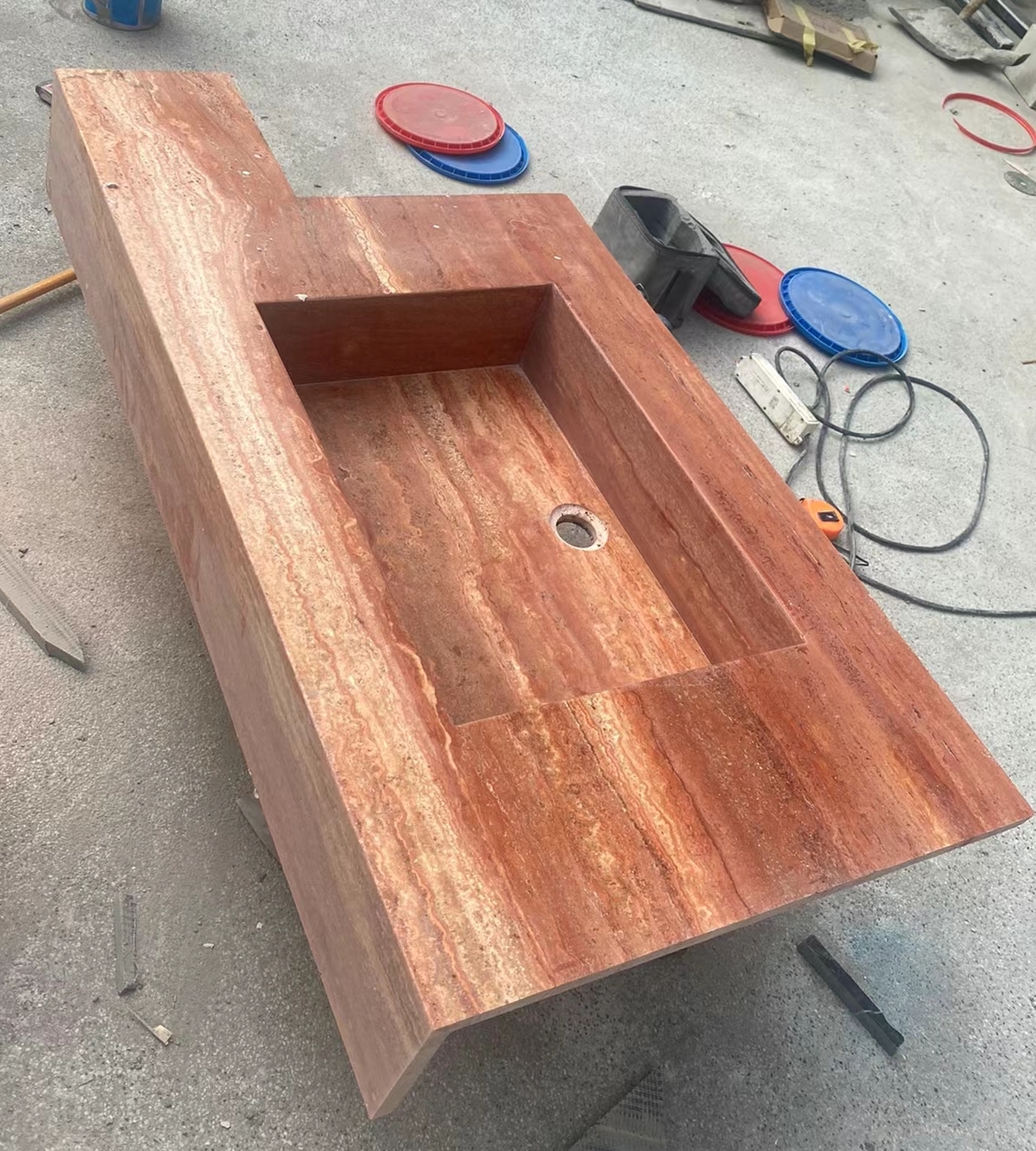 Red Travertine Wash Basin Travertino Sinks 15