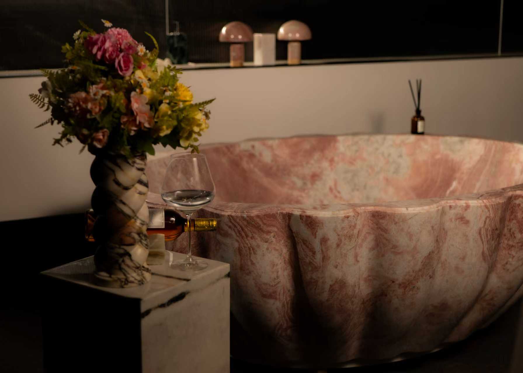 Four Seasons Pink Luxury Stone Petal Bathtub 5