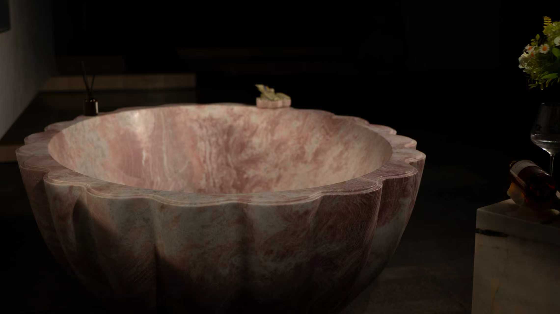 Four Seasons Pink Luxury Stone Petal Bathtub 5