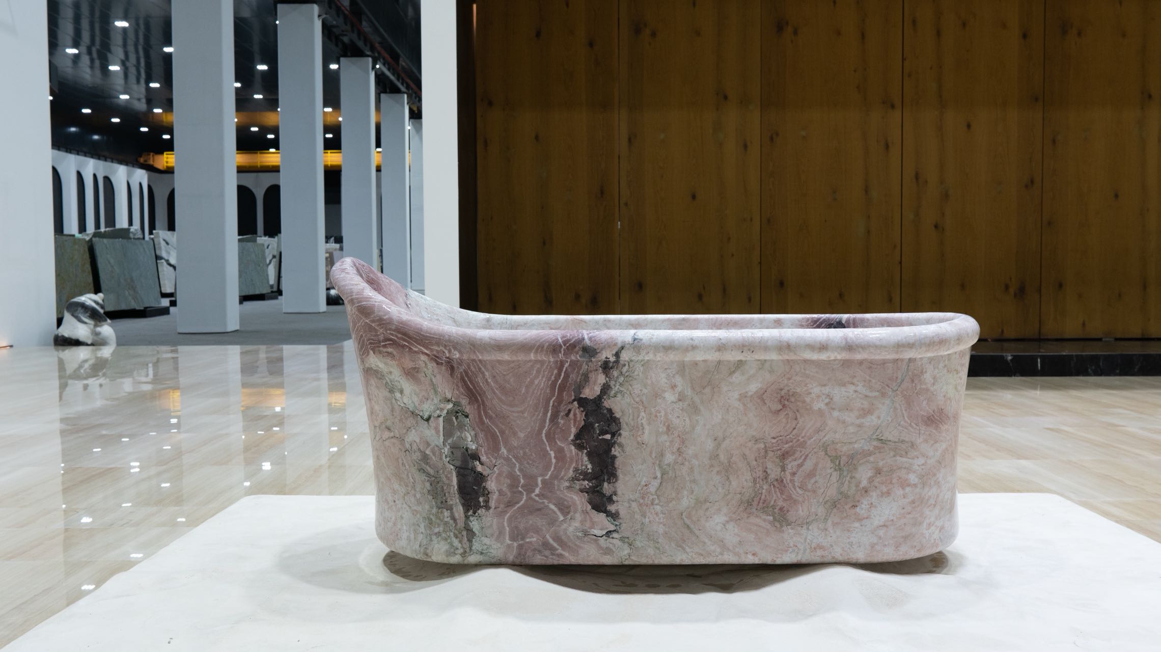1800X850X800 Unique Design Rectangular Oval Bathtub Four Season Pink Marble Bathroom Bathtub 1