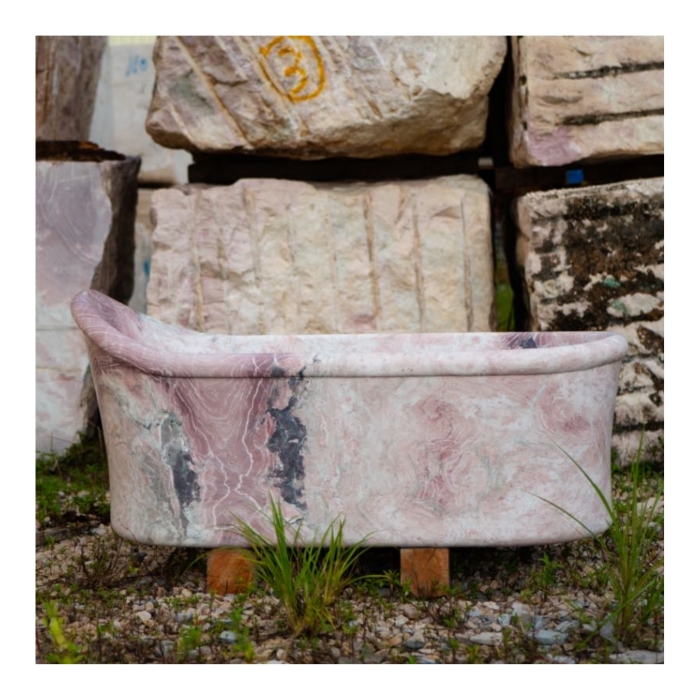 1800X850X800 Unique Design Rectangular Oval Bathtub Four Season Pink Marble Bathroom Bathtub 1