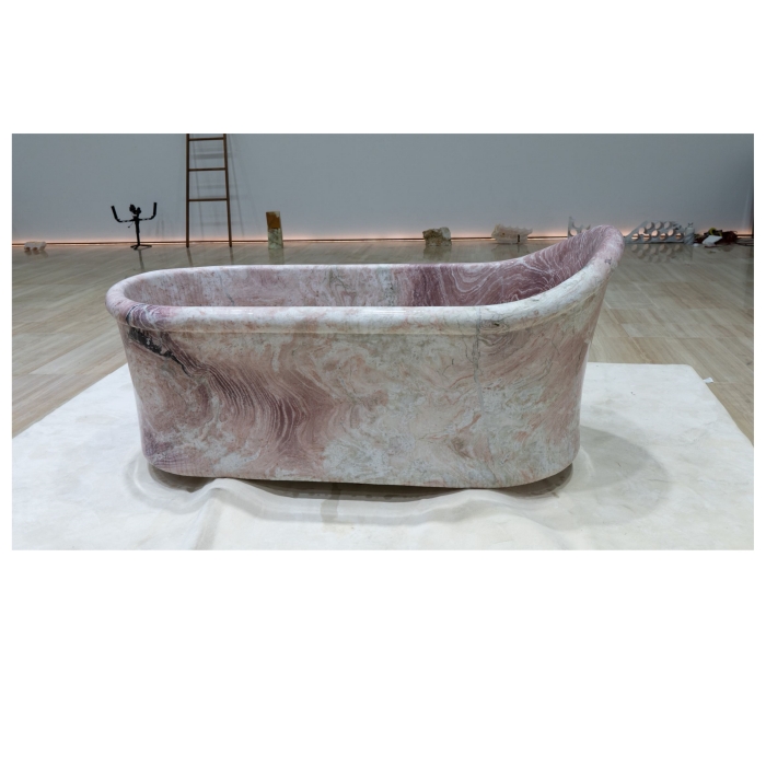 1800X850X800 Unique Design Rectangular Oval Bathtub Four Season Pink Marble Bathroom Bathtub 2