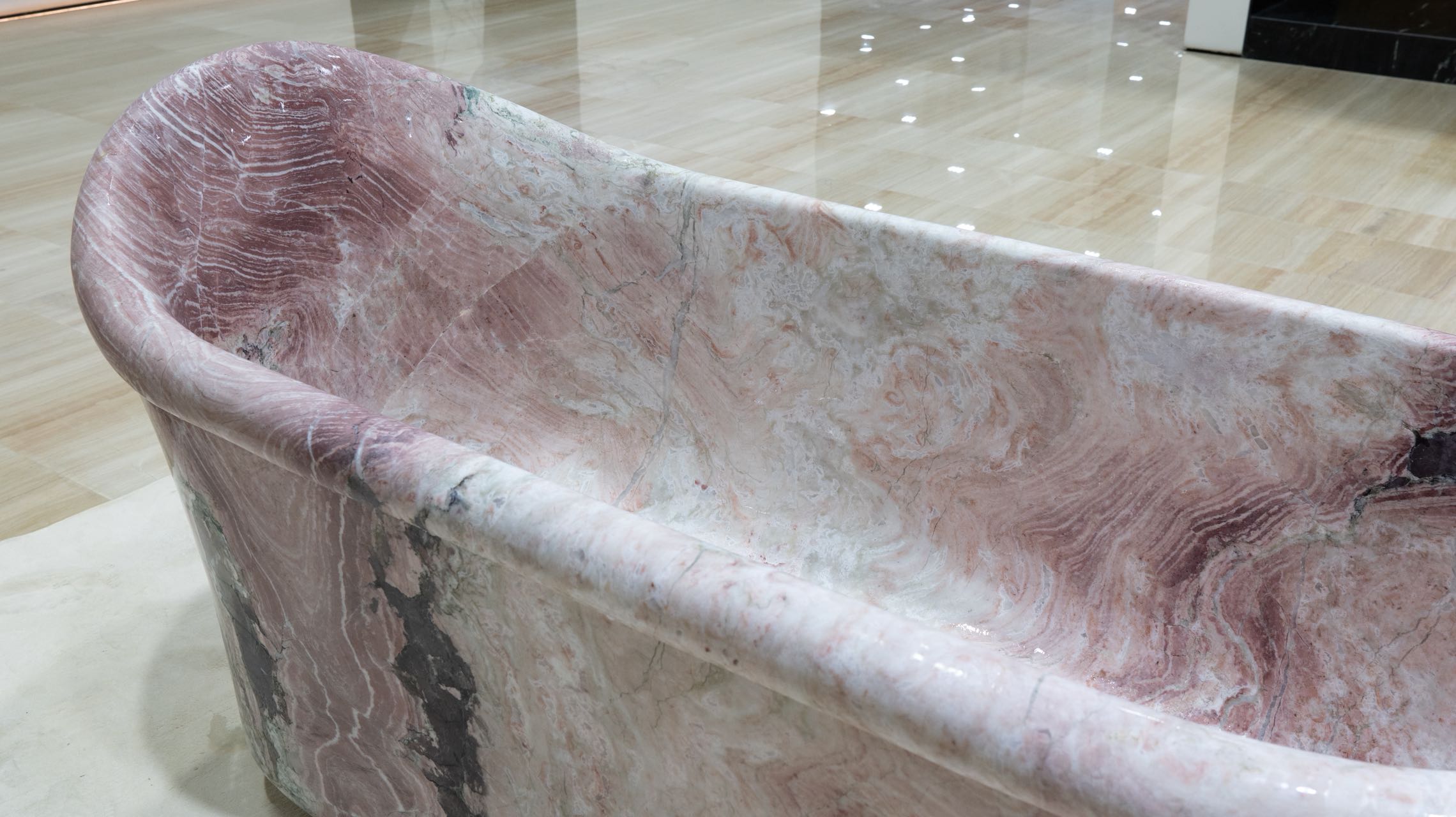 1800X850X800 Unique Design Rectangular Oval Bathtub Four Season Pink Marble Bathroom Bathtub 2