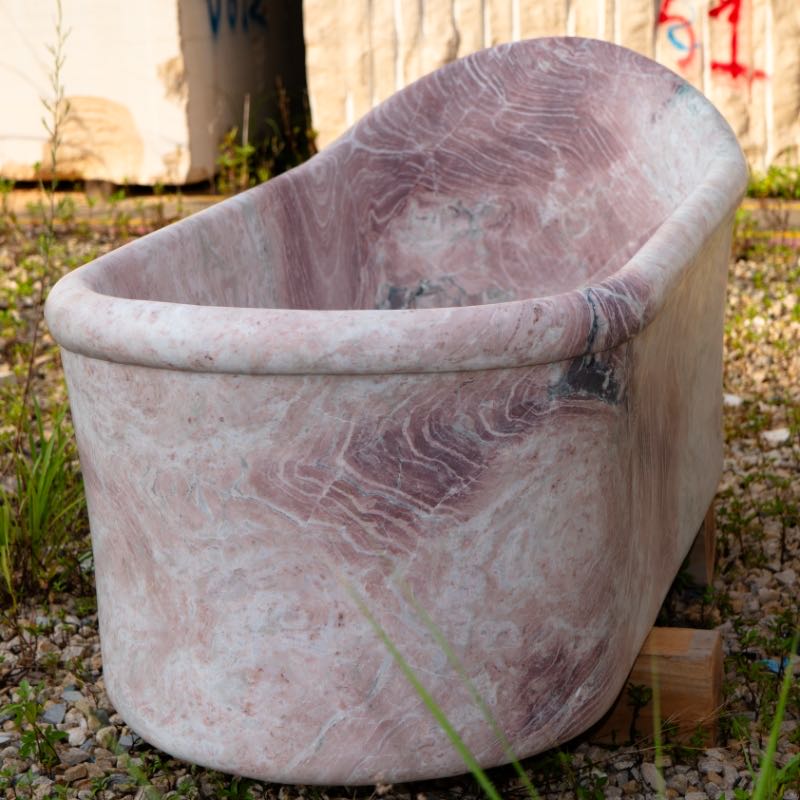 1800X850X800 Unique Design Rectangular Oval Bathtub Four Season Pink Marble Bathroom Bathtub 3