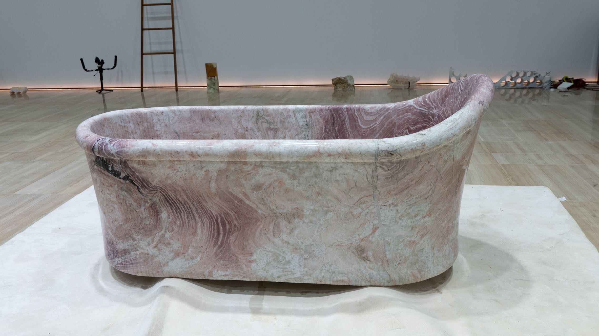 1800X850X800 Unique Design Rectangular Oval Bathtub Four Season Pink Marble Bathroom Bathtub 5