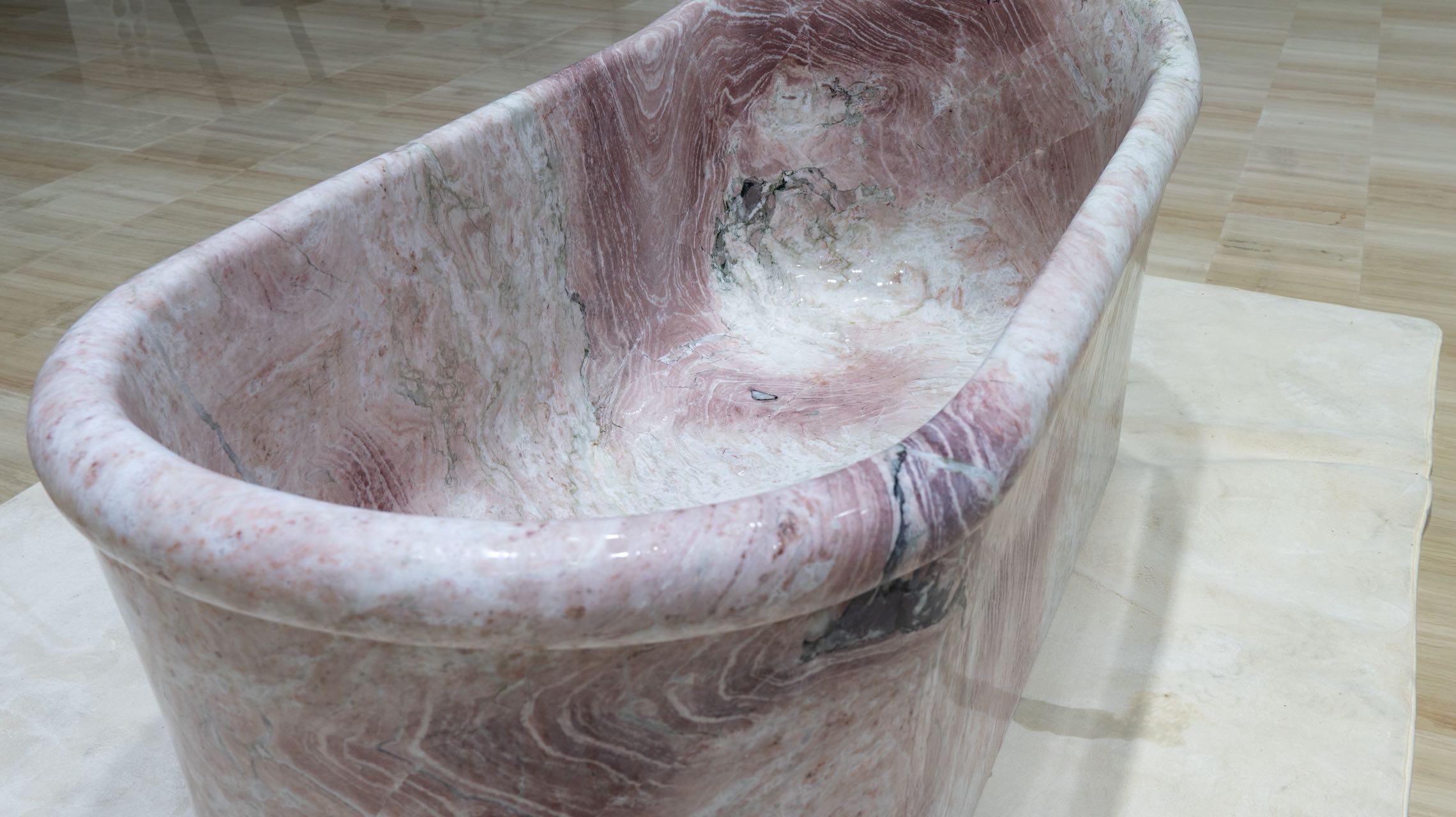 1800X850X800 Unique Design Rectangular Oval Bathtub Four Season Pink Marble Bathroom Bathtub 7