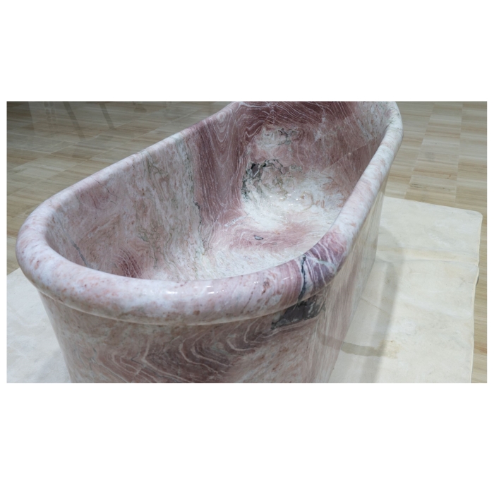 1800X850X800 Unique Design Rectangular Oval Bathtub Four Season Pink Marble Bathroom Bathtub 7