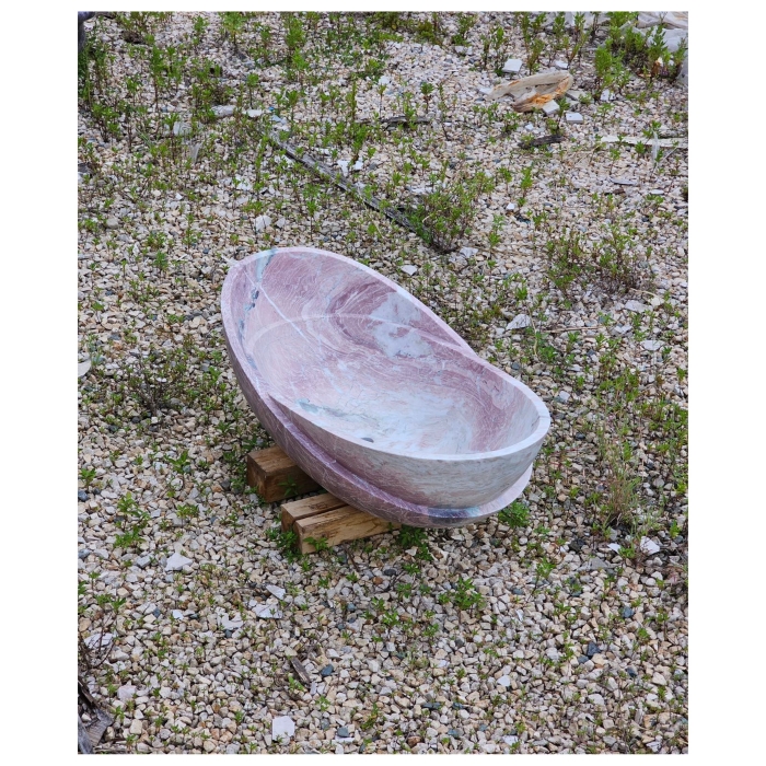 1650X810X560 Four Season Pink Marble Bathroom Four Season Pink Marble Bathroom Bathtub Bathtub 1.65m Irregular Design 6
