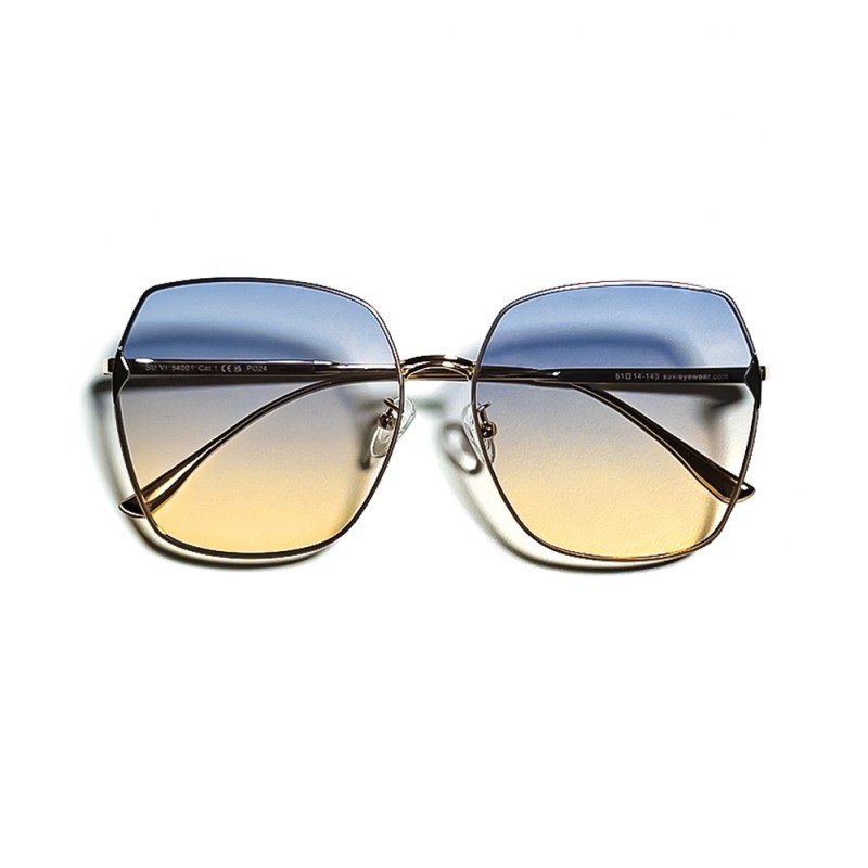 Vintage Metal Frame Gradient Lens Lightweight UV Protection Sunglasses