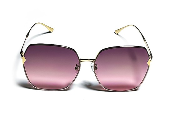 Trendy Oversized Metal Frame Silicone Nose Pads Gradient Lens Sunglasses