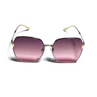 Trendy Oversized Metal Frame Silicone Nose Pads Gradient Lens Sunglasses