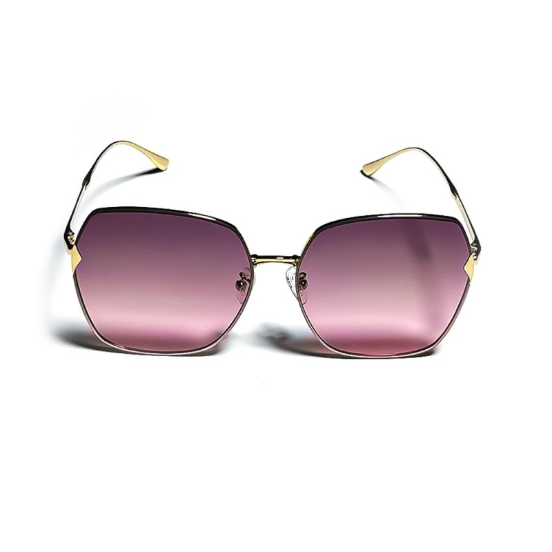 Trendy Oversized Metal Frame Silicone Nose Pads Gradient Lens Sunglasses