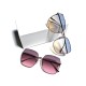 Trendy Oversized Metal Frame Silicone Nose Pads Gradient Lens Sunglasses