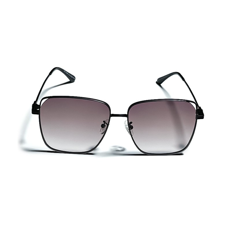 Black Square Metal Frame Gradient Lens UV Protection Sunglasses