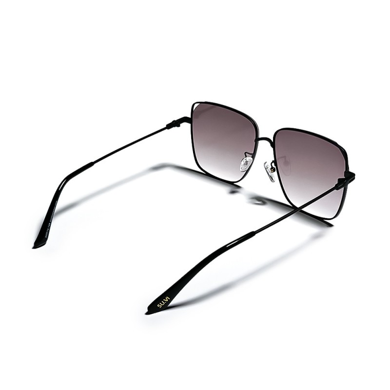 Black Square Metal Frame Gradient Lens UV Protection Sunglasses