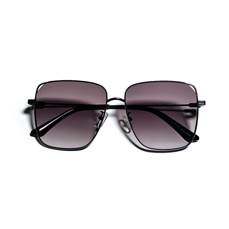 Black Square Metal Frame Gradient Lens UV Protection Sunglasses