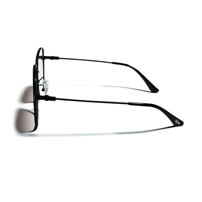 Black Square Metal Frame Gradient Lens UV Protection Sunglasses