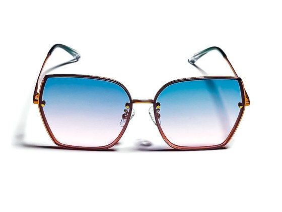 Classy Gold Hollow Metal Frame Gradient Lens Oversized Sunglasses