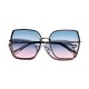 Classy Gold Hollow Metal Frame Gradient Lens Oversized Sunglasses