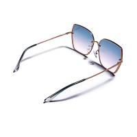 Classy Gold Hollow Metal Frame Gradient Lens Oversized Sunglasses