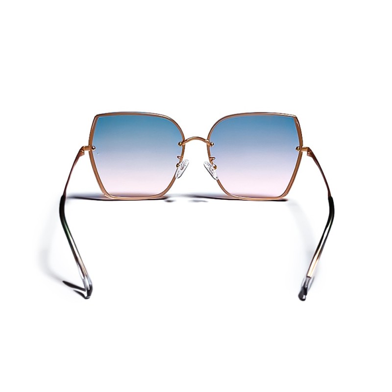 Classy Gold Hollow Metal Frame Gradient Lens Oversized Sunglasses