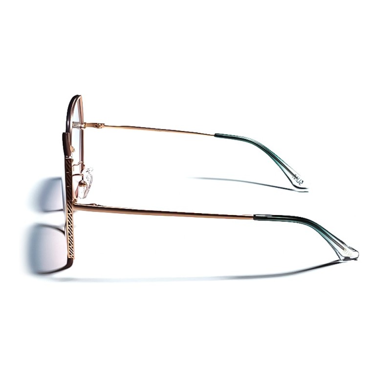 Classy Gold Hollow Metal Frame Gradient Lens Oversized Sunglasses