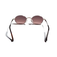 Metal Round Retro Frame Gradient Lens Pilot Sunglasses