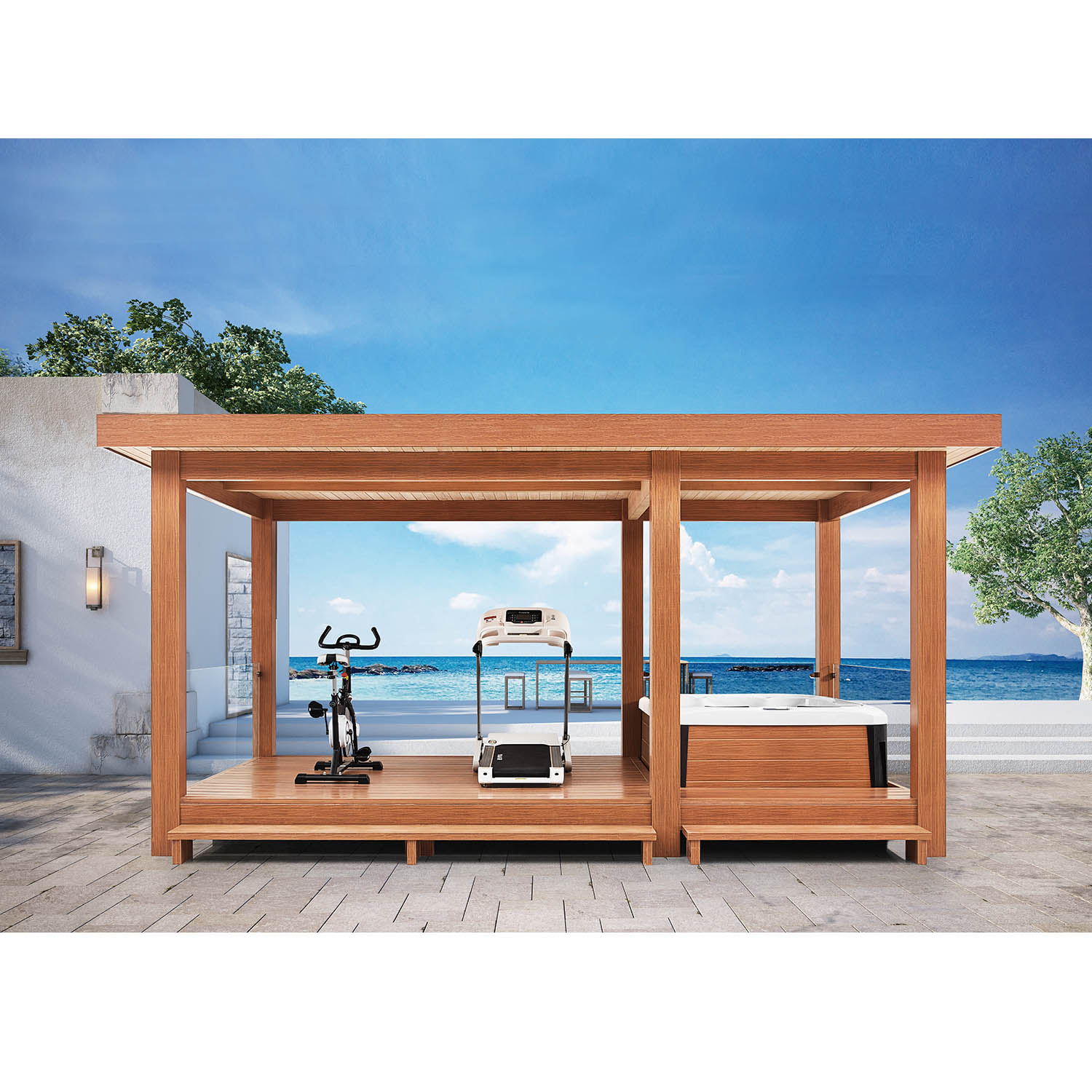wooden gazebo with roof for hot tub WS-LT10