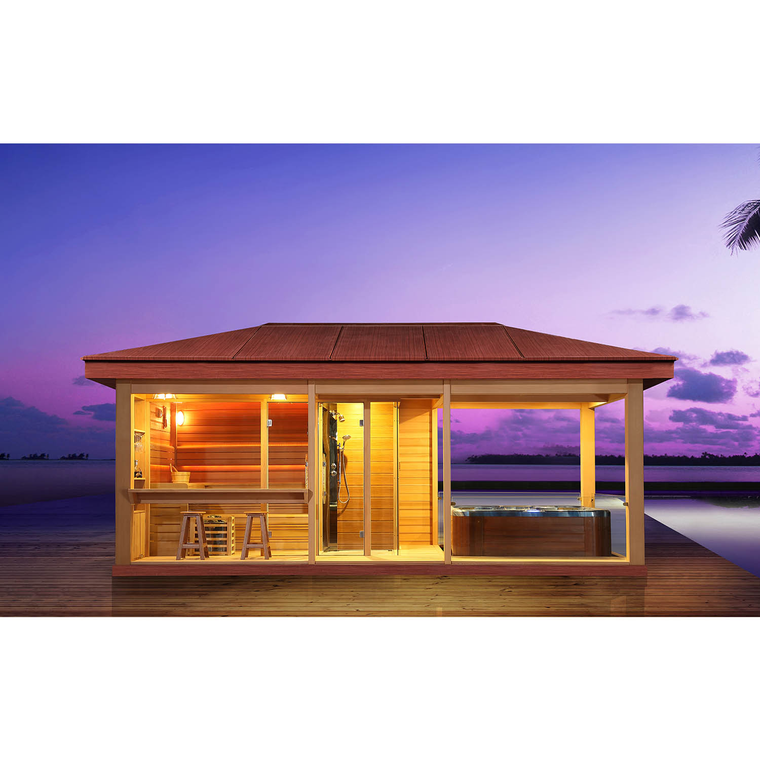 outdoor wooden gazebo sauna shower room WS-LT09