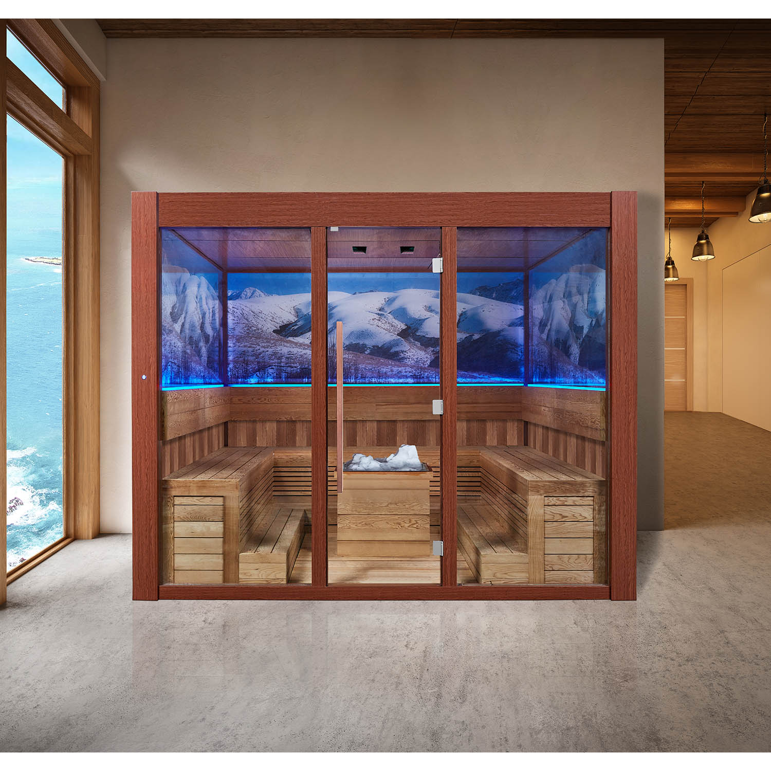 Luxury red cedar sauna room for sauna and winter WS-1906