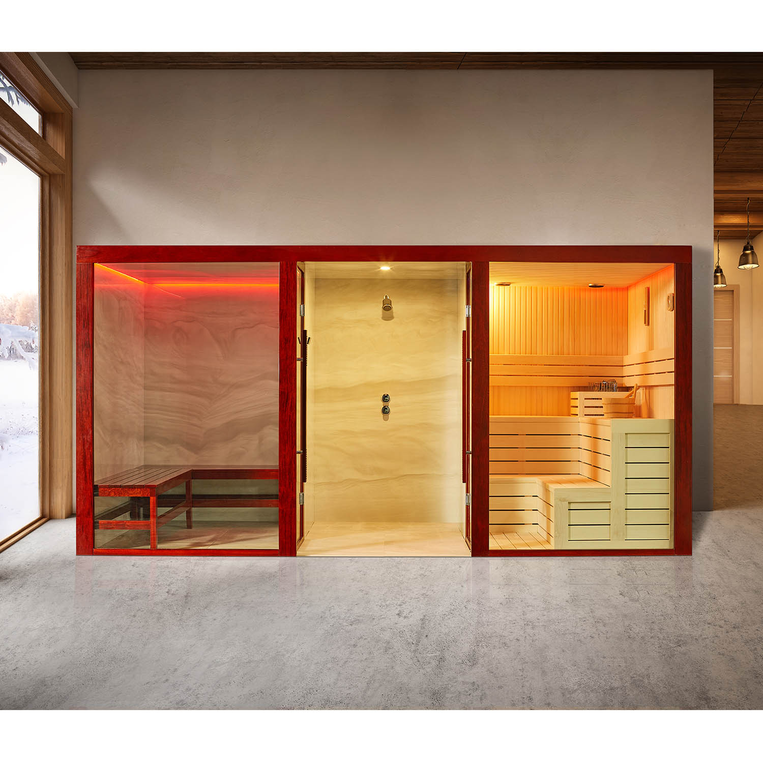 bathroom coed dry sauna and wet steam room WS-1804