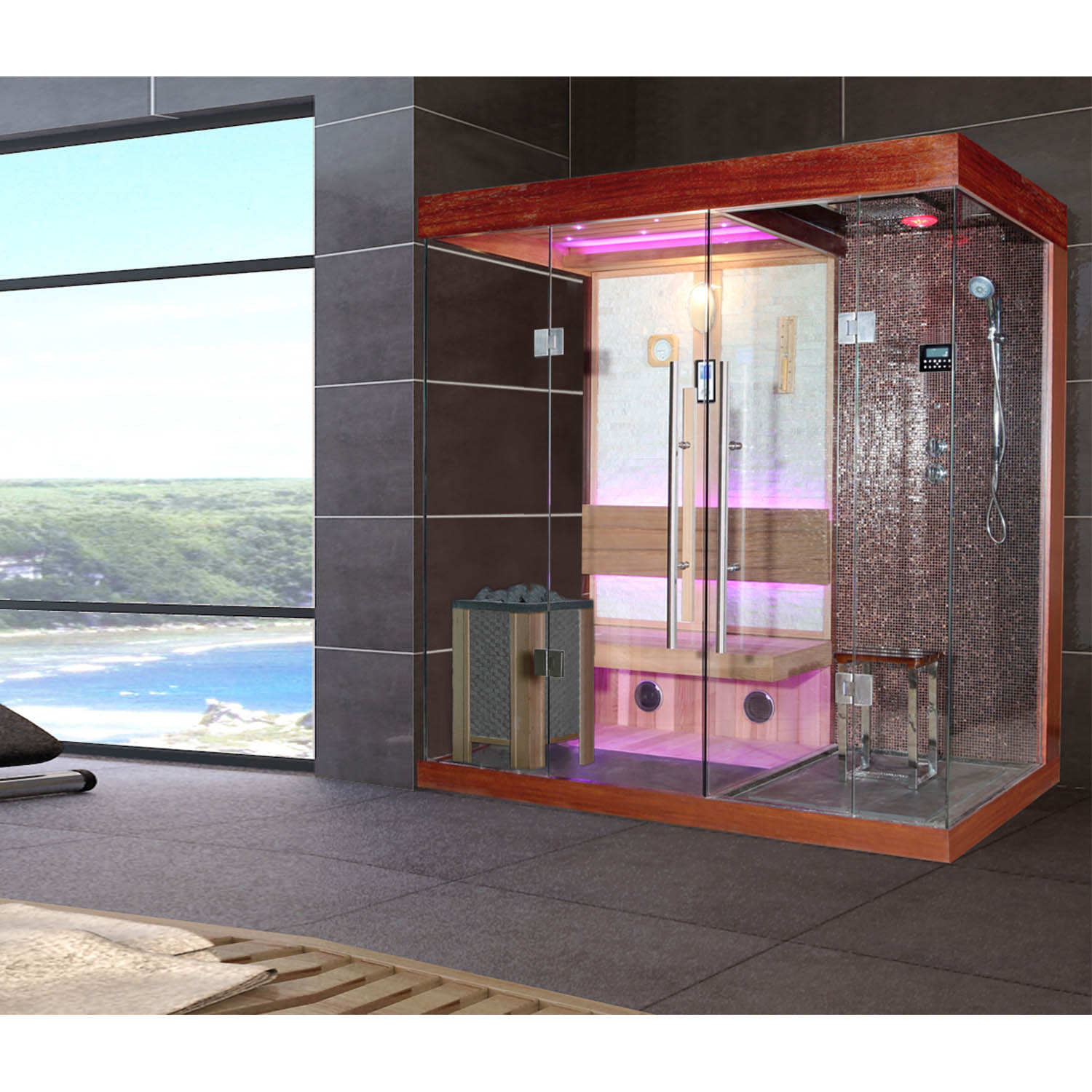 glass combined sauna and steam room WS-1389