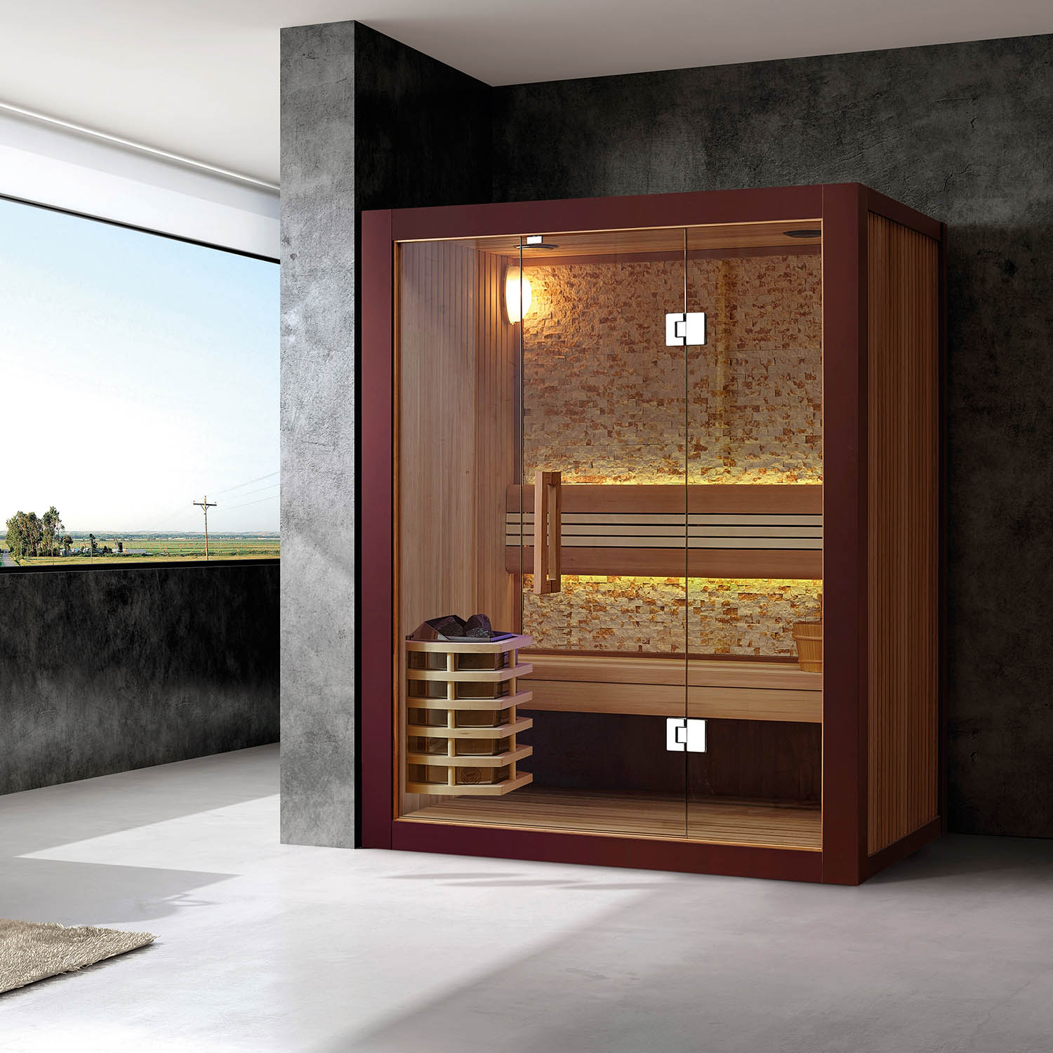 wooden glass steam sauna room WS-1407