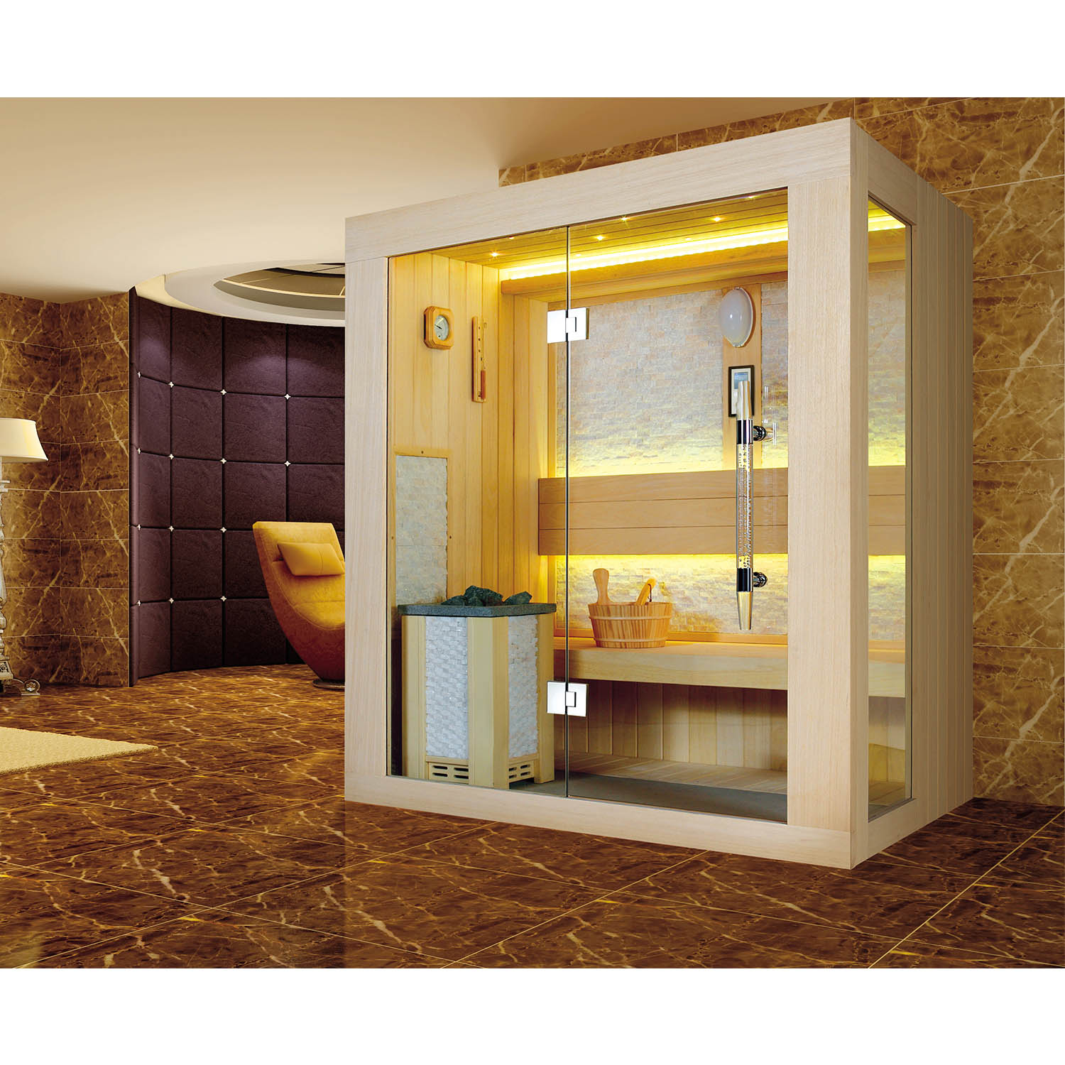 wooden sauna and steam room at home WS-1252B